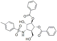 Benzenesulfonamide, N-3,4-bis(benzoyloxy)-2-hydroxy-5-(hydroxymethyl)cyclopentyl-4-methyl-, 1S-(1.alpha.,2.alpha.,3.beta.,4.alpha.,5.beta.)- 结构式