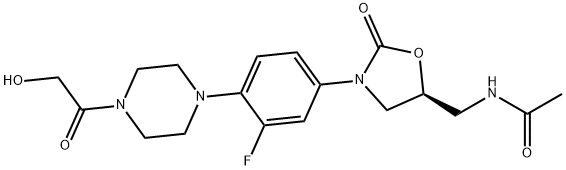 N-[[(5S)-3-[3-氟-4-[4-(2-羟基乙酰基)-1-哌嗪基]苯基]-2-氧代-5-噁唑烷基]甲基]-乙酰胺 结构式