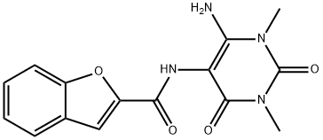 2-Benzofurancarboxamide,  N-(6-amino-1,2,3,4-tetrahydro-1,3-dimethyl-2,4-dioxo-5-pyrimidinyl)- 结构式