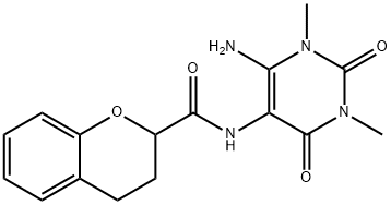 2H-1-Benzopyran-2-carboxamide,  N-(6-amino-1,2,3,4-tetrahydro-1,3-dimethyl-2,4-dioxo-5-pyrimidinyl)-3,4-dihydro- 结构式