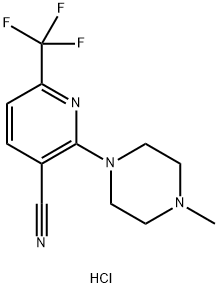 1-[3-cyano-6-(trifluoromethyl)-2-pyridinyl]-4-methylhexahydropyrazin-4-ium chloride 结构式