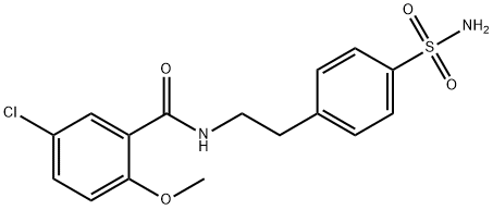4-[2-(5-氯-2-甲氧基苯甲酰氨基)乙基]苯磺酰胺 结构式