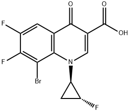3-Quinolinecarboxylic acid, 8-broMo-6,7-difluoro-1-(2-fluorocyclopropyl)-1,4-dihydro-4-oxo-, trans- (9CI) 结构式