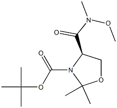 (R)-4-(甲氧基(甲基)酰胺基)-2,2-二甲基恶唑啉-3-叔丁酯 结构式