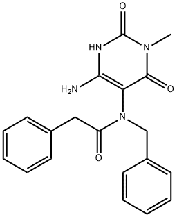 Benzeneacetamide,  N-(4-amino-1,2,3,6-tetrahydro-1-methyl-2,6-dioxo-5-pyrimidinyl)-N-(phenylmethyl)- 结构式