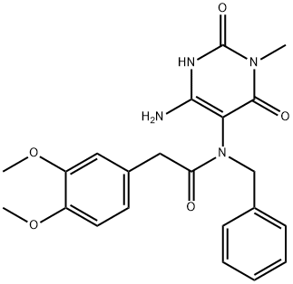 Benzeneacetamide,  N-(4-amino-1,2,3,6-tetrahydro-1-methyl-2,6-dioxo-5-pyrimidinyl)-3,4-dimethoxy-N-(phenylmethyl)- 结构式