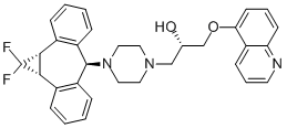 (2R)-1-{4-[(1AR,6R,10BS)-1,1-二氟-1,1A,6,10B-四氢二苯并[A,E]环丙并[C]环庚烯-6-基]哌嗪-1-基}-3-(喹啉-5-基氧基)丙-2-醇 结构式