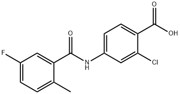 2-氯-4-[(5-氟-2-甲基苯甲酰)氨基]苯甲酸 结构式