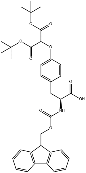 N-[(9H-芴-9-基甲氧基)羰基]-L-酪氨酸 O-丙二酸二叔丁酯 结构式