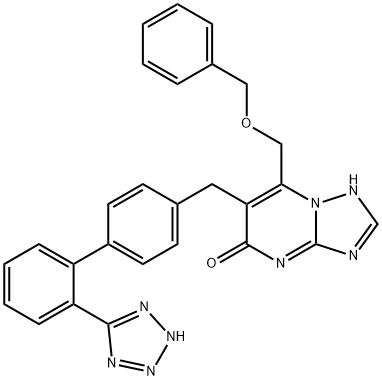 2-(phenylmethoxymethyl)-3-[[4-[2-(2H-tetrazol-5-yl)phenyl]phenyl]methy l]-1,5,7,9-tetrazabicyclo[4.3.0]nona-2,5,7-trien-4-one 结构式