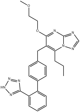 4-(2-methoxyethoxy)-2-propyl-3-[[4-[2-(2H-tetrazol-5-yl)phenyl]phenyl] methyl]-1,5,7,9-tetrazabicyclo[4.3.0]nona-2,4,6,8-tetraene 结构式