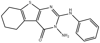 (1)Benzothieno(2,3-d)pyrimidin-4(3H)-one, 5,6,7,8-tetrahydro-3-amino-2 -(phenylamino)- 结构式