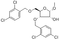 1-甲基-3,5-二-O-(2,4-二氯苄基)-alpha-D-呋喃核糖 结构式