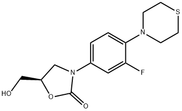 (R)-3-(3-氟-4-硫代吗啉苯基)-5-(羟基甲基)噁唑啉-2-酮 结构式