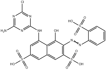 5-[(4-amino-6-chloro-1,3,5-triazin-2-yl)amino]-4-hydroxy-3-[(2-sulphophenyl)azo]naphthalene-2,7-disulphonic acid  结构式