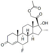 6ALPHA-氟-17,21-二羟基-16ALPHA-甲基孕甾-4-烯-3,20-二酮21-乙酸酯 结构式