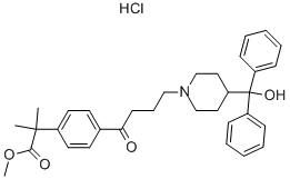 A,A-DIMETHYL-4-[4-[4-(HYDROXYDIPHENYL METHYL)-1-PIPERIDINYL]-1-OXOBUTYL]PHENYL ACETIC ACID METHYL ESTER HYDROCHLORIDE 结构式