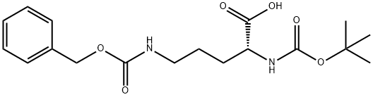 N-叔丁氧羰基-N'-苄氧羰基-D-鸟氨酸 结构式