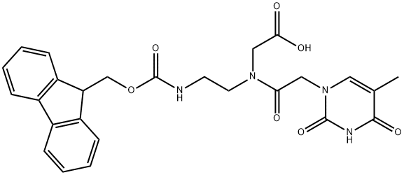 甘氨酸, N-[2-(3,4-二氢-5-甲基-2,4-二氧代-1(2H)-嘧啶基)乙酰基]-N-[2-[[(9H-芴-9-基甲氧基)羰基]氨基]乙基]- 结构式
