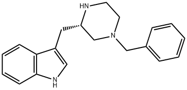 (S)-3-(4-苄基-2-哌嗪基甲基)吲哚 结构式