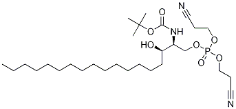 [R-(R*,S*)]-9-Cyano-6-(2-cyanoethoxy)-3-(1-hydroxyhexadecyl)-5,7-dioxa-2-aza-6-phosphanonanoic Acid 6-Oxide 1,1-DiMethylethyl Ester 结构式