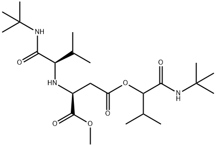 L-Aspartic acid, N-[1-[[(1,1-dimethylethyl)amino]carbonyl]-2-methylpropyl]-, 4-[1-[[(1,1-dimethylethyl)amino]carbonyl]-2-methylpropyl] 1-methyl ester, [S-(R*,S*)]- (9CI) 结构式