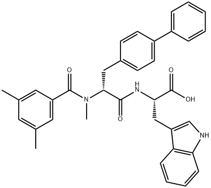 N-3-[1,1'-BIPHENYL]-4-YL-N-(3,5-DIMETHYLBENZOYL)-N-METHYL-D-ALANYL-L-TRYPTOPHAN 结构式