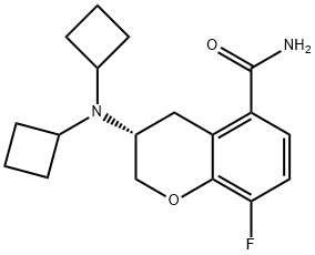(3R)-3-(DICYCLOBUTYLAMINO)-8-FLUORO-3,4-DIHYDRO-2H-1-BENZOPYRAN-5-CARBOXAMIDEHYDROCHLORIDE 结构式