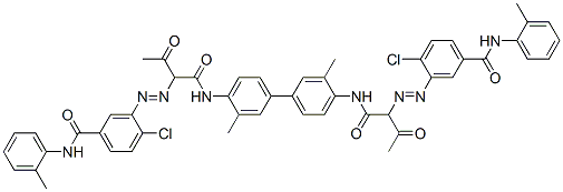 4,4'-Bis[2-[2-chloro-5-(o-methylphenylcarbamoyl)phenylazo]acetoacetylamino]-3,3'-dimethylbiphenyl 结构式