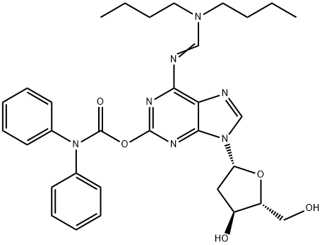 N6-(DIISOBUTYLAMINOMETHYLIDENE)-O2-(DIPHENYLCARBAMOYL)-2'-DEOXYISOGUANOSINE 结构式
