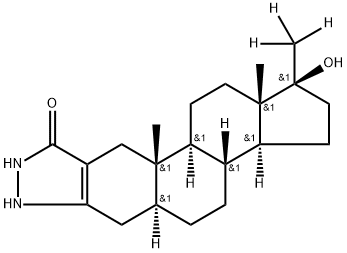 (5BETA,17BETA)-17-羟基-17-(甲基-D3)-2'H-雄甾-2-烯并[3,2-C]吡唑-5'(1'H)-酮 结构式