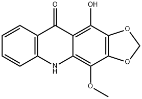 11-Hydroxy-4-methoxy-1,3-dioxolo[4,5-b]acridin-10(5H)-one 结构式