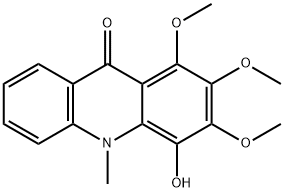 4-Hydroxy-1,2,3-trimethoxy-10-methyl-9(10H)-acridinone 结构式