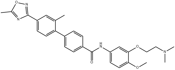 N-[3-[2-(二甲基氨基)乙氧基]-4-甲氧基苯基]-2'-甲基-4'-(5-甲基-1,2,4-恶二唑-3-基)-[1,1'-联苯]-4-甲酰胺 结构式