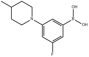 (3 -氟-5-(4-甲基哌啶基))苯硼酸 结构式