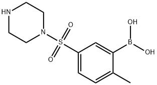 (2-甲基-5-(哌嗪-1-基磺酰)苯基)硼酸 结构式