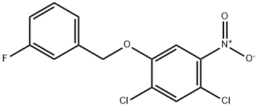 1,5-Dichloro-2-[(3-fluorophenyl)methoxy]-4-nitrobenzene 结构式