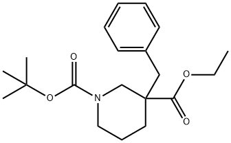 1-BOC-3-苄基哌啶-3-甲酸乙酯 结构式