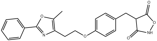 4-[[4-[2-(5-methyl-2-phenyl-1,3-oxazol-4-yl)ethoxy]phenyl]methyl]isoxazolidine-3,5-dione 结构式