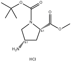 (2S,4S)-1-叔丁基 2-甲基 4-氨基吡咯烷-1,2-二甲酸酯盐酸盐 结构式