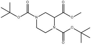 1,4-双(BOC)-2-哌嗪甲酸甲酯 结构式