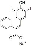 sodium 3-(4-hydroxy-3,5-diiodo-phenyl)-2-phenyl-prop-2-enoate 结构式