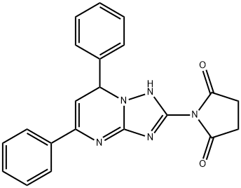 1-(2,4-diphenyl-1,5,7,9-tetrazabicyclo[4.3.0]nona-3,5,7-trien-8-yl)pyr rolidine-2,5-dione 结构式