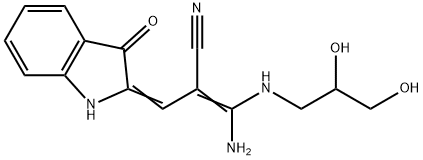 (Z)-3-amino-3-(2,3-dihydroxypropylamino)-2-[(Z)-(3-oxo-1H-indol-2-ylid ene)methyl]prop-2-enenitrile 结构式