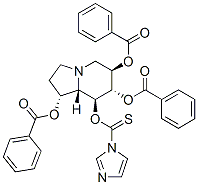 1H-Imidazole-1-carbothioic acid, O-1,6,7-tris(benzoyloxy)octahydro-8-indolizinyl ester, 1S-(1.alpha.,6.beta.,7.alpha.,8.beta.,8a.beta.)- 结构式