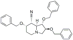 8-Indolizinecarbonitrile, octahydro-1,2,7-tris(phenylmethoxy)-, 1S-(1.alpha.,2.beta.,7.alpha.,8.alpha.,8a.alpha.)- 结构式