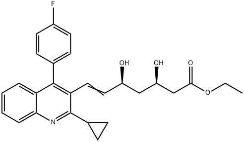(E)-3,5-二羟基-7-[2-环丙基-4-(4-氟苯基)-3-喹啉基]庚-6-烯酸乙酯 结构式