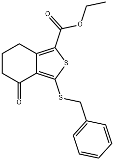 3-(苄基硫代)-4-氧代-4,5,6,7-四氢苯并[C]噻吩-1-羧酸乙酯 结构式
