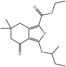 ETHYL 3-(SEC-BUTYLTHIO)-6,6-DIMETHYL-4-OXO-4,5,6,7-TETRAHYDROBENZO[C]THIOPHENE-1-CARBOXYLATE 结构式