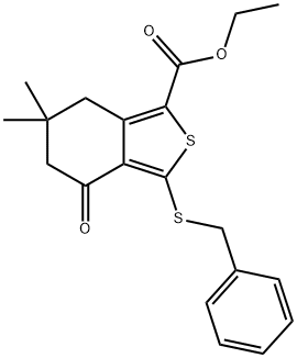 3-(苄硫基)-6,6-二甲基-4-氧代-4,5,6,7-四氢苯并[C]噻吩-1-甲酸乙酯 结构式